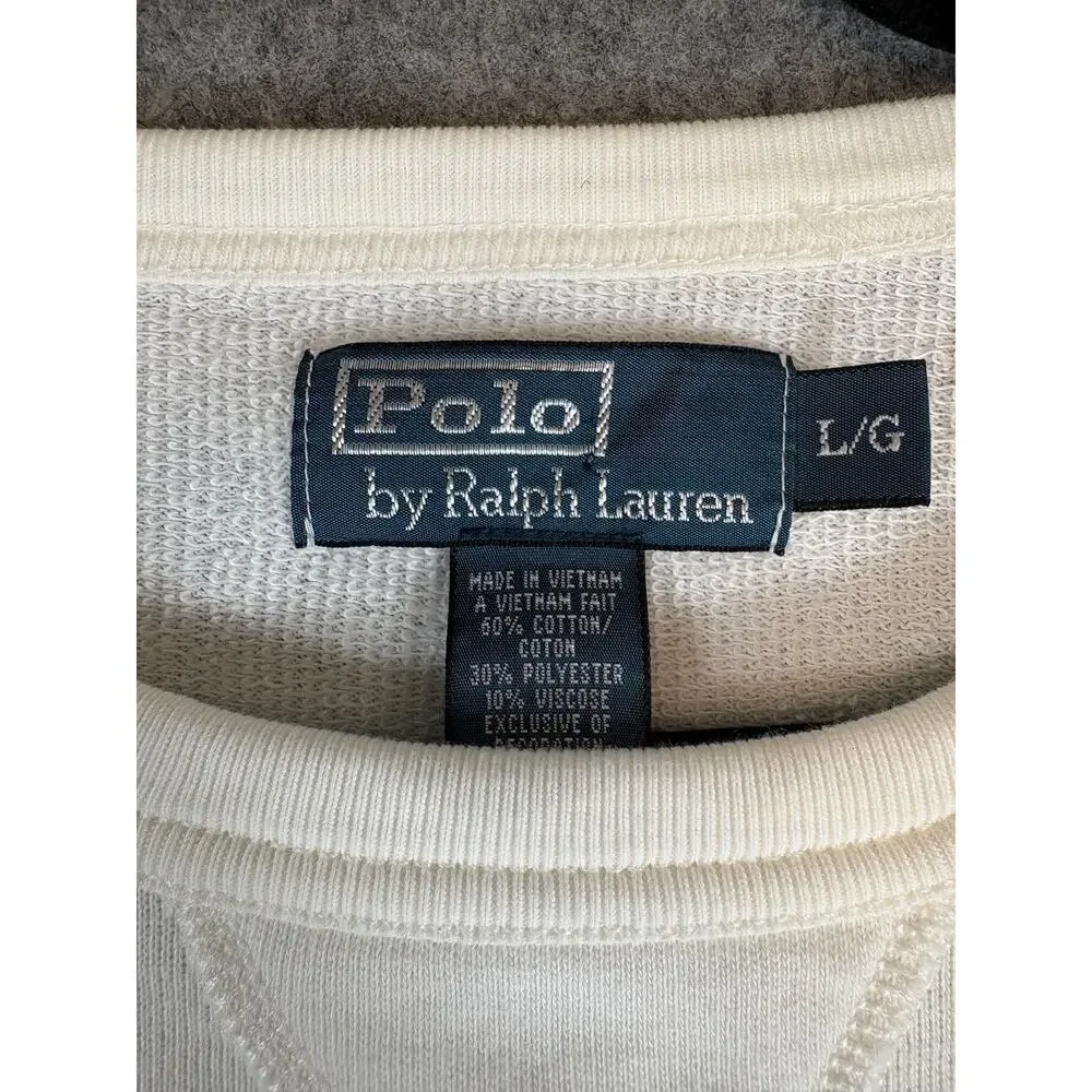 VINTAGE Polo Ralph Lauren Sweatshirt Mens Pony Pullover Crewneck Large Single V - Picture 6 of 6